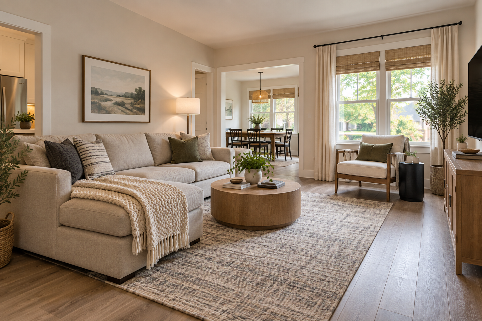 Bright, professionally maintained rental home interior