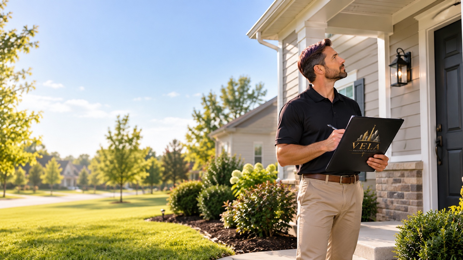 Vela property professional completing a residential property check